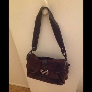 Dark Brown Suede & Leather Purse